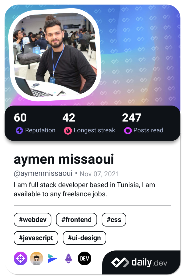 aymen missaoui's Dev Card