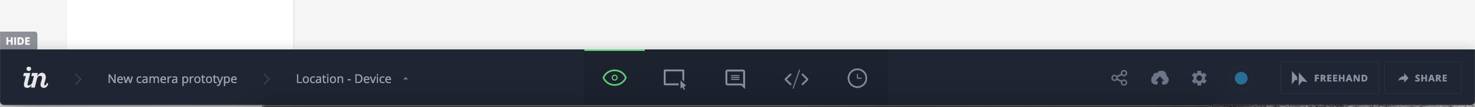 InVision toolbar