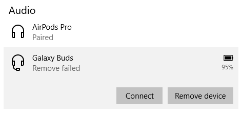 Samsung Galaxy Buds on android devices - Remove failed