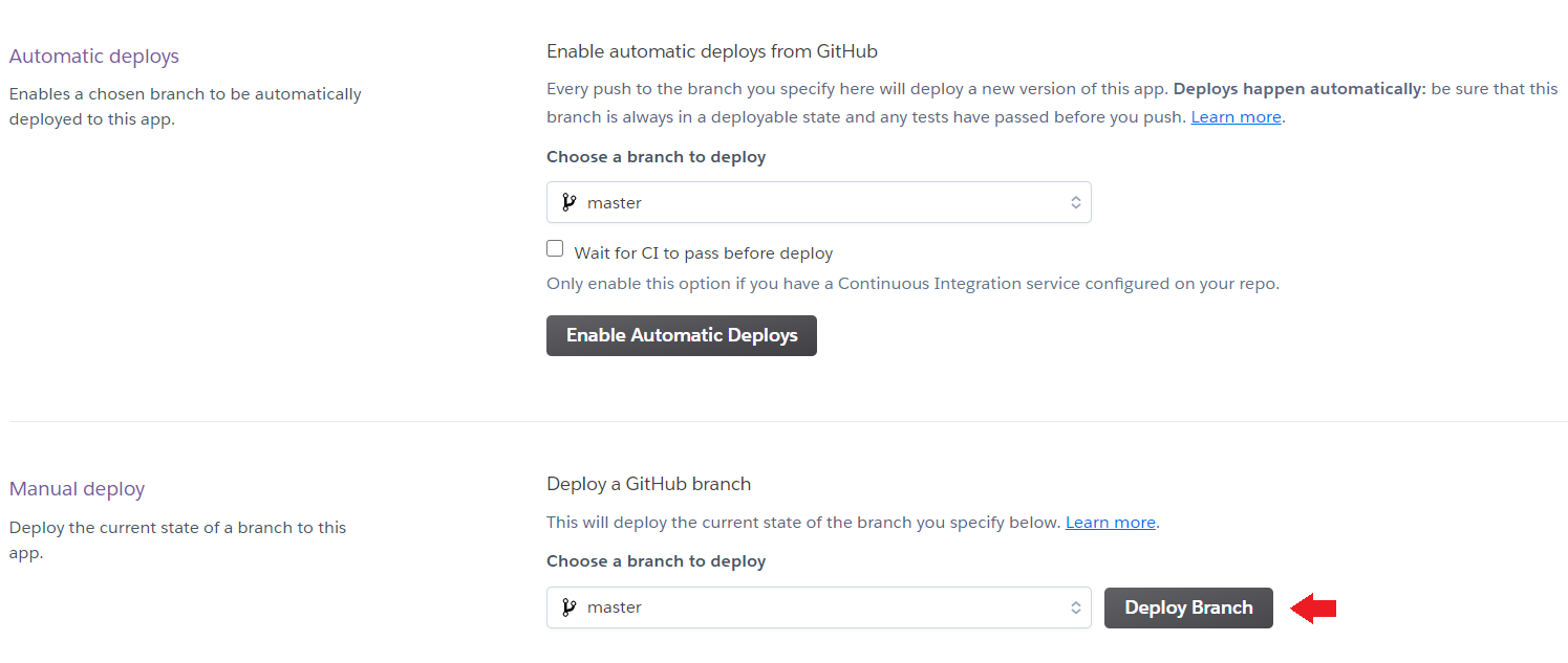 Heroku — Deploy Branch