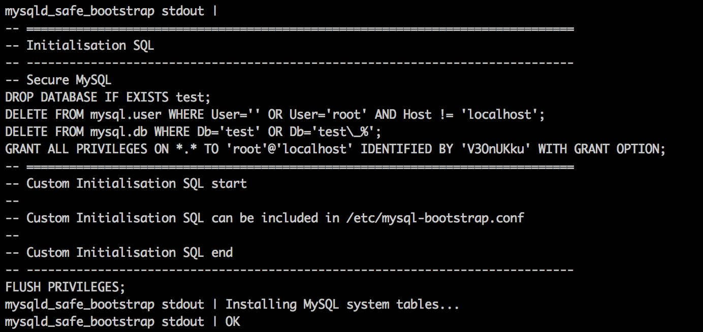 Docker Logs MySQL Bootstrap