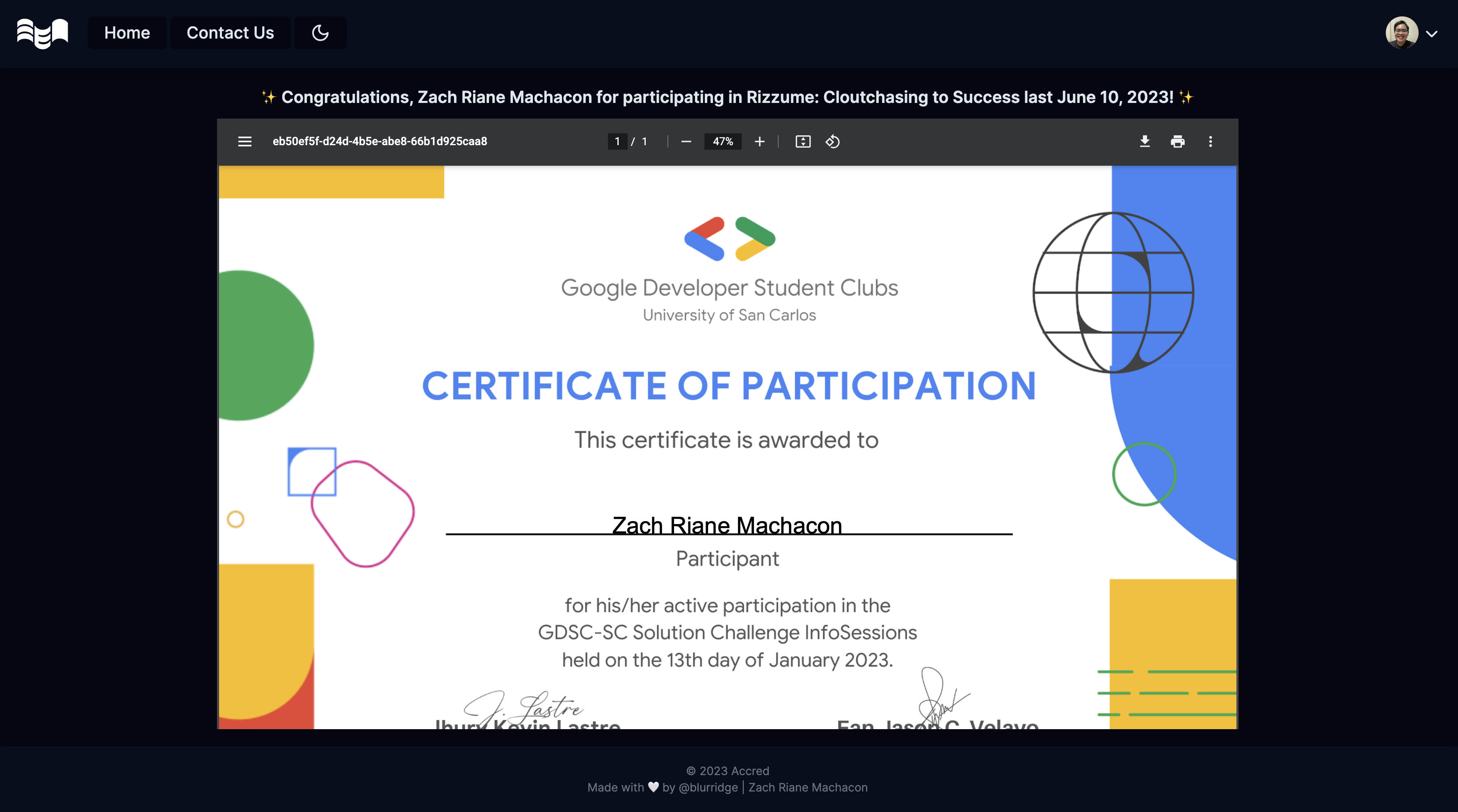 Certificate Verification Page