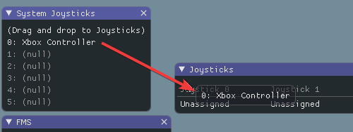 Dragging a joystick from System Joysticks to Joysticks