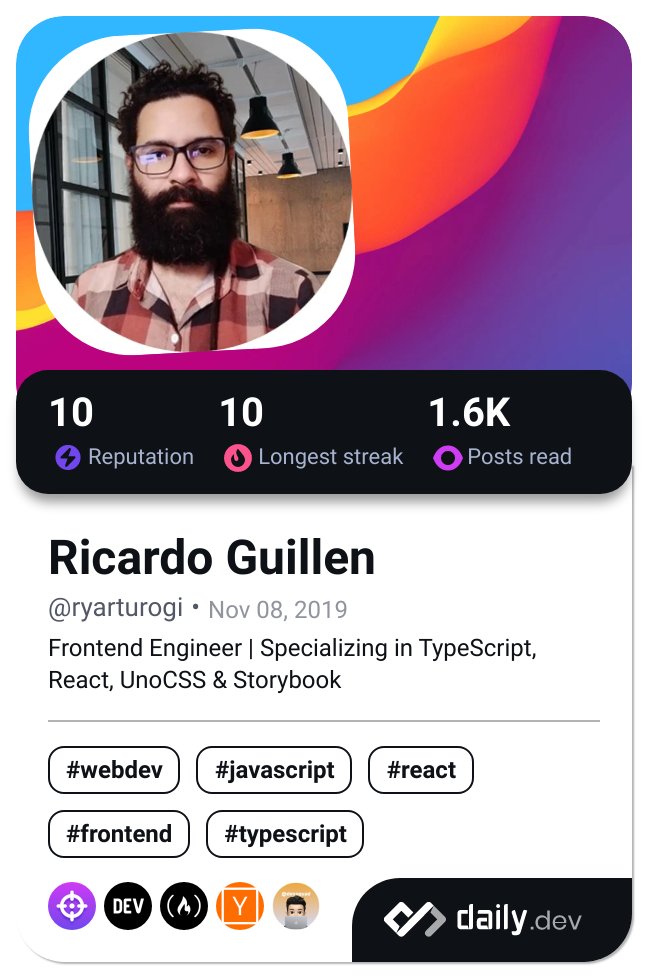 Ricardo Guillen's Dev Card