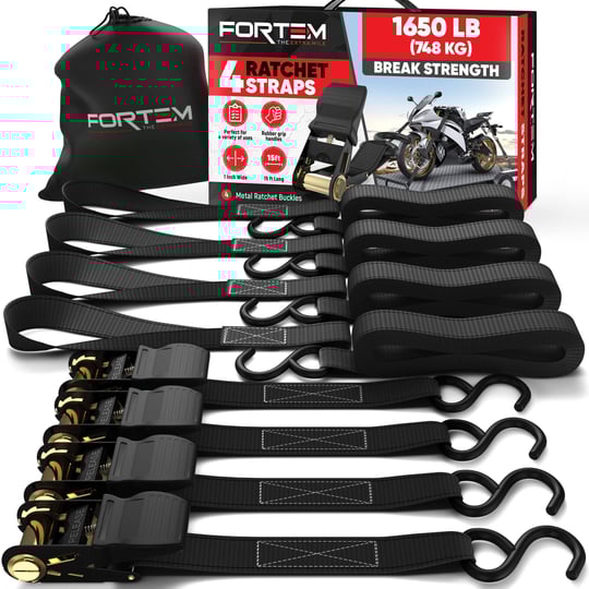 fortem-ratchet-straps-1650lb-break-strength-4-15ft-tie-down-strap-set-4-soft-loops-motorcycle-straps-1