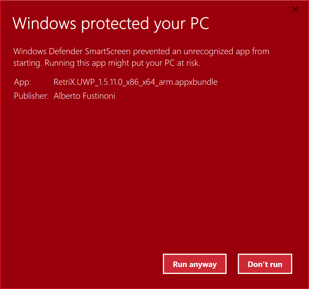 Smartscreen error run anyway