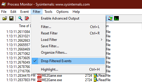 Drop Filtered Events