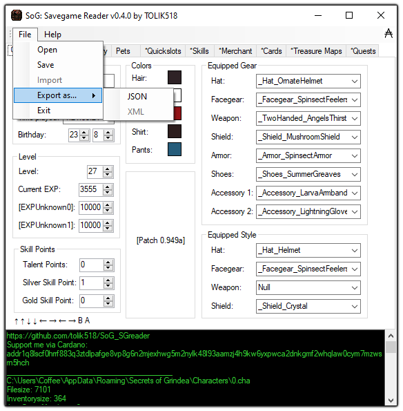 export to JSON