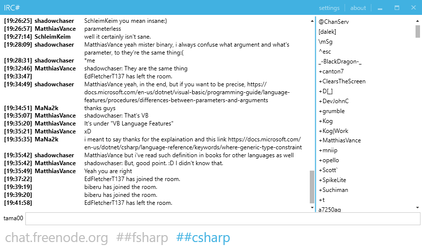 On csharp freenode