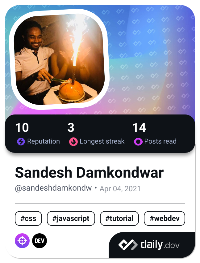 Sandesh Damkondwar's Dev Card