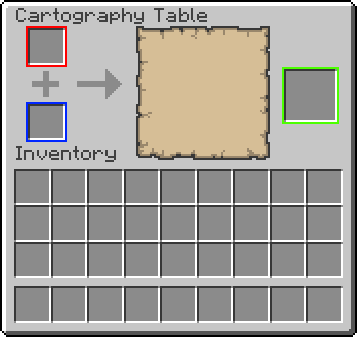 The red border shows the map component; the blue border shows the paper component; the green border shows the output component