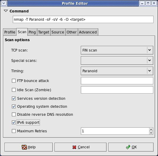 nmap GUI screenshot