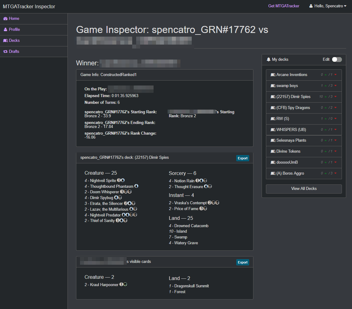 Inspector Single Game View