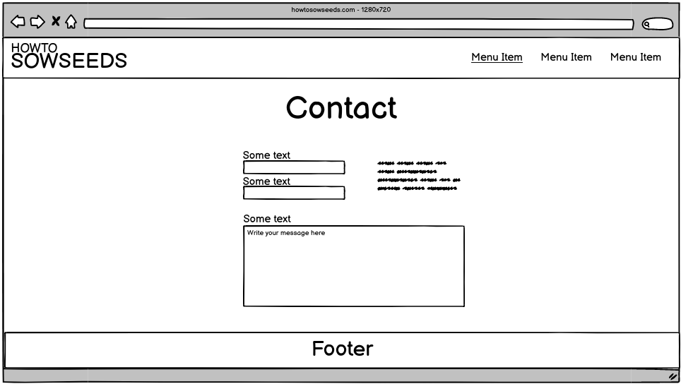 Wireframe for Laptop Contact page