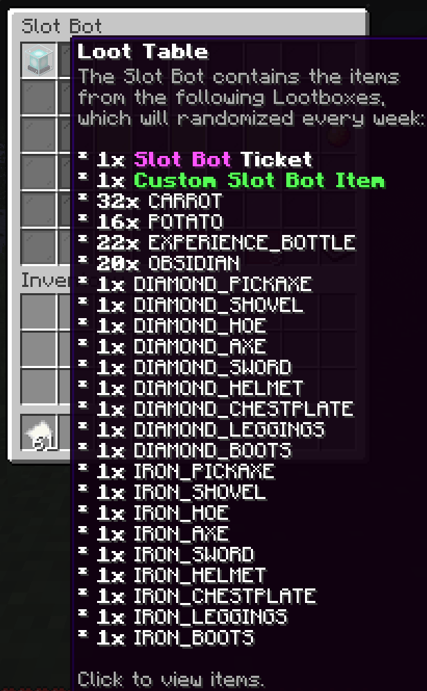 Slot Bot: Available Loot