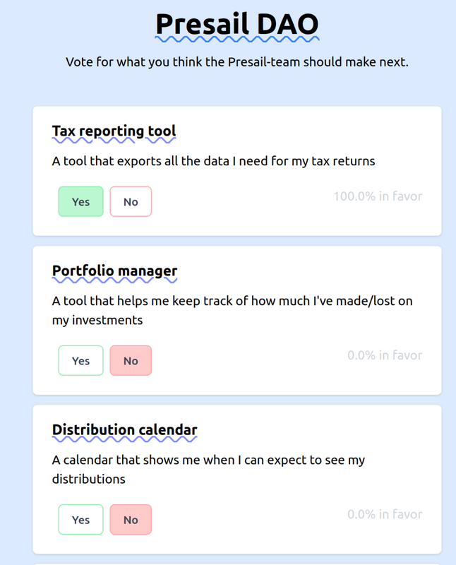 Presail DAO UI