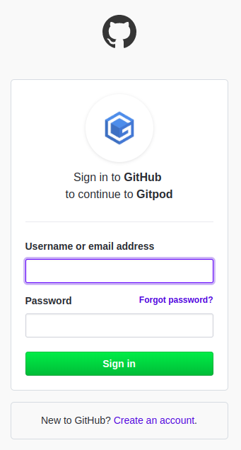 Gitpod login