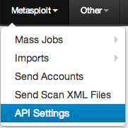 Metasploit API Settings