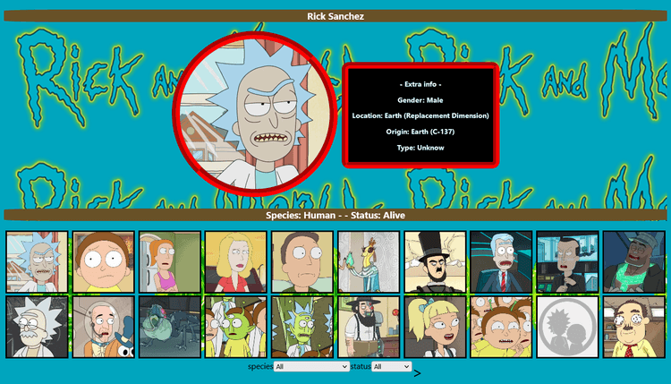 Rick and Morty API + React