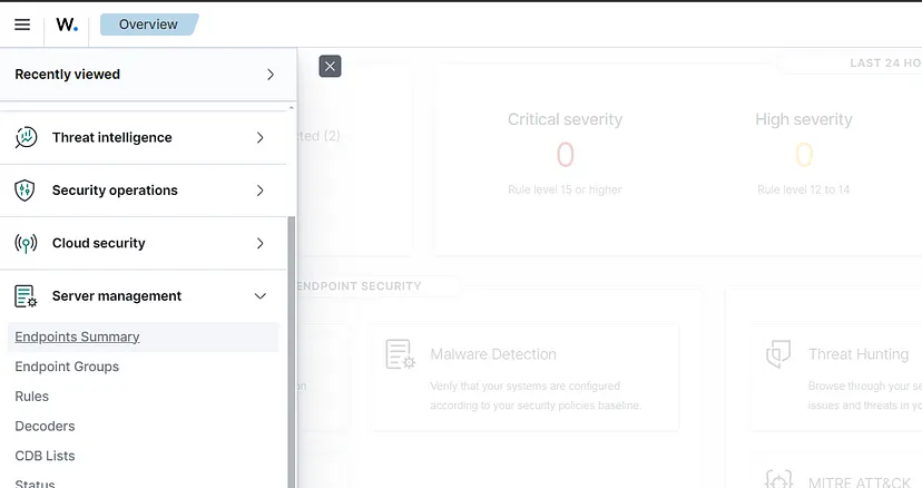 Wazuh Dashboard Endpoint Summary