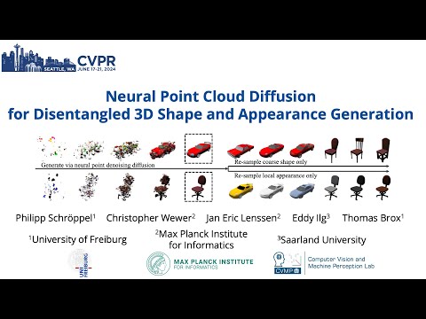 Paper Video for Neural Point Cloud Diffusion for Disentangled 3D Shape and Appearance Generation