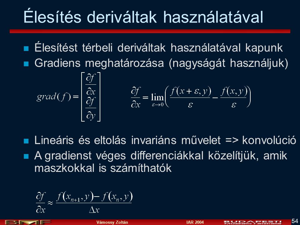 gradiens defííció - élesítés deriváltak használatával