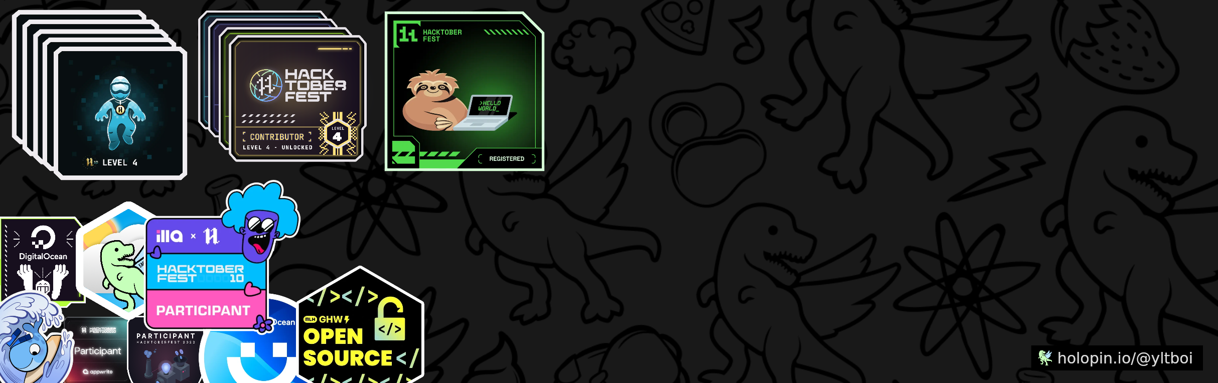 An image of @yltboi's Holopin badges, which is a link to view their full Holopin profile