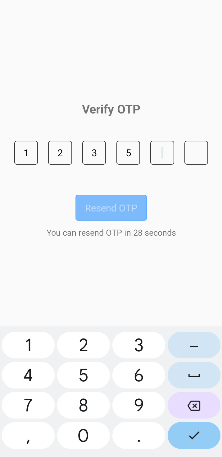 Screenshot of OneTapInput Component