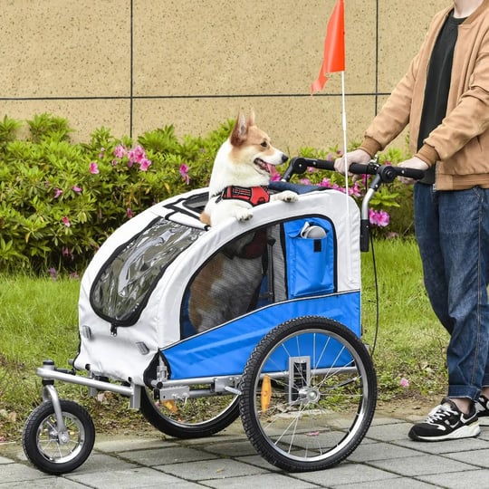 aosom-elite-ii-pet-dog-bike-trailer-stroller-suspension-jogger-blue-1