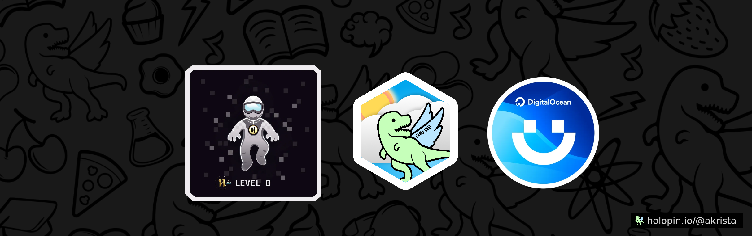 An image of @akrista's Holopin badges, which is a link to view their full Holopin profile