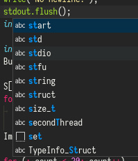 missing auto completion
