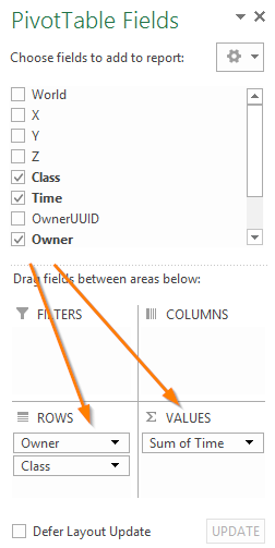 Setting up Columns