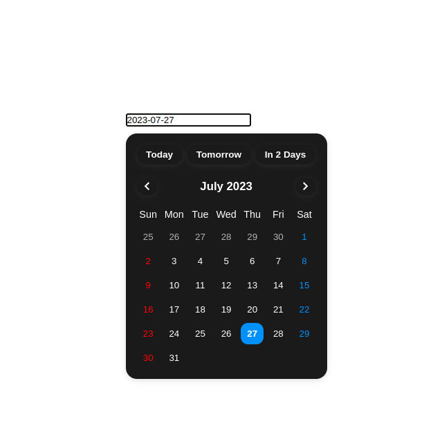 Calendarify dark