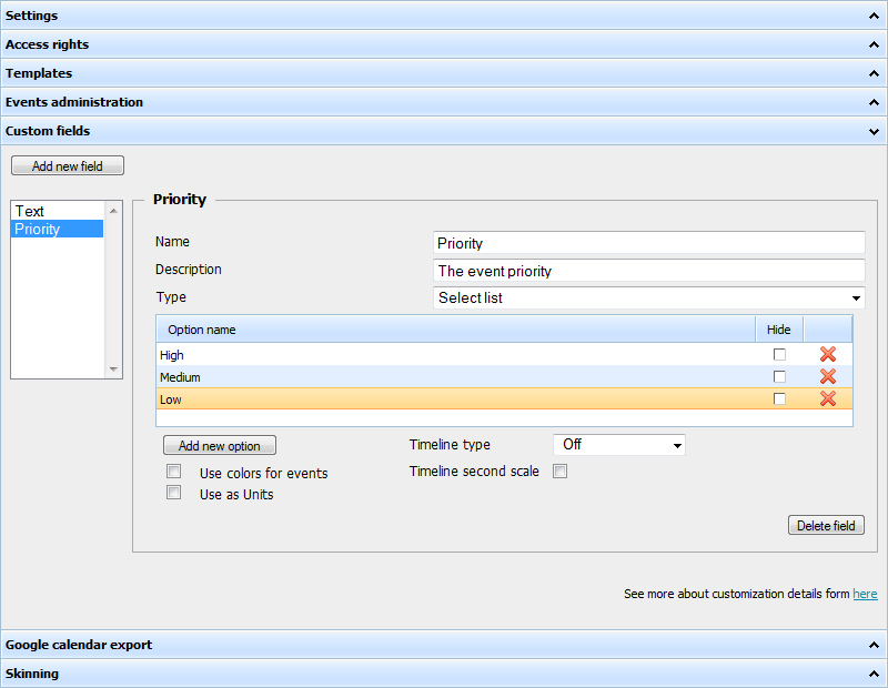 Custom fields