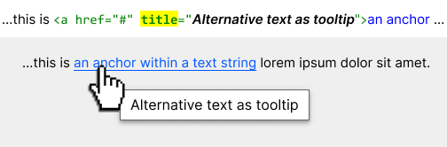 UX demo of HTML global title attribute on an anchor tag