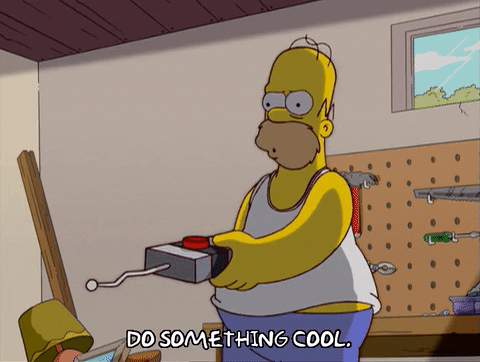 Homer Simpson pressing a button
