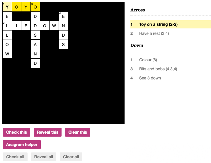 Example of React Crossword