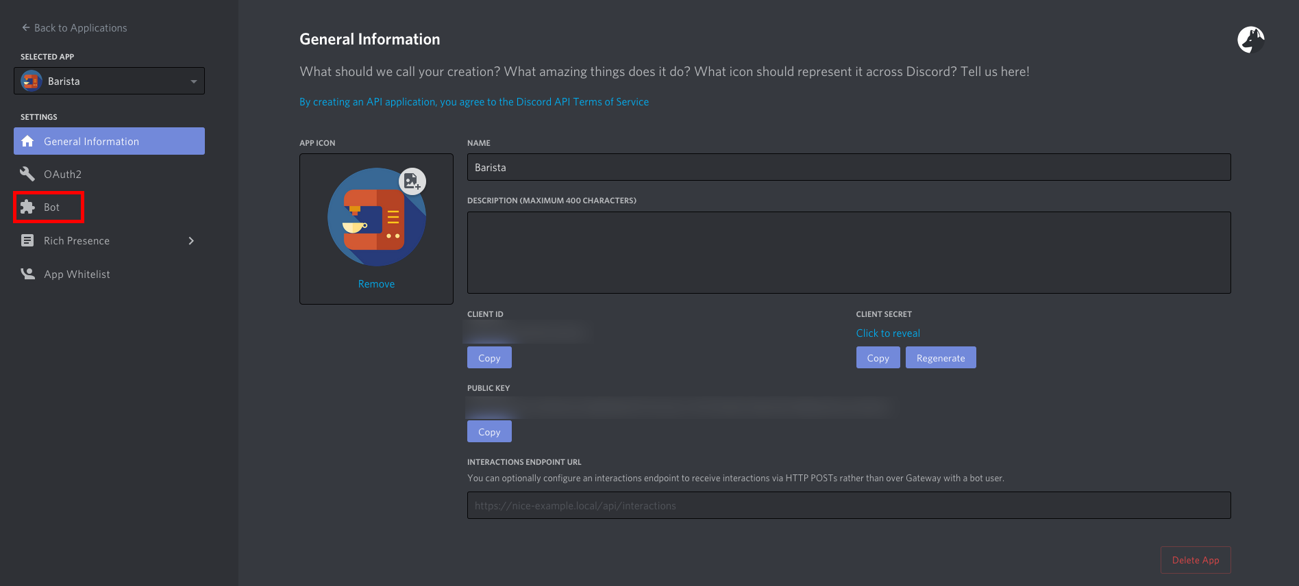 Discord Developer new Application