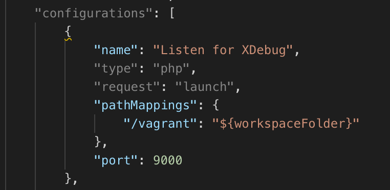 Configuring "pathMappings": { "/vagrant": "${workspaceFolder}" } inside VS Code launch.json file