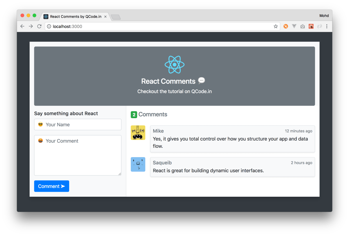 react comments