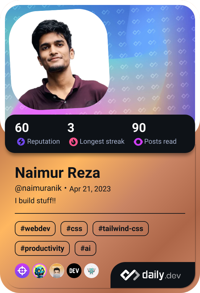 Naimur Reza's Dev Card