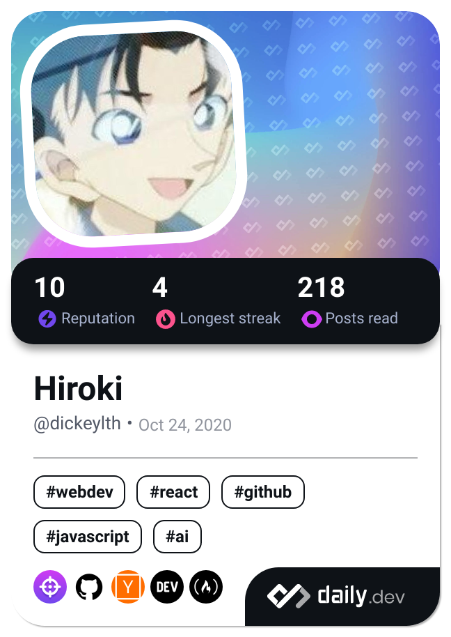 Hiroki's Dev Card