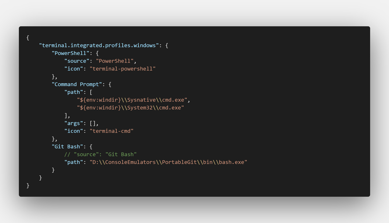 Git Bash is not visible when try to select default terminal profile ...