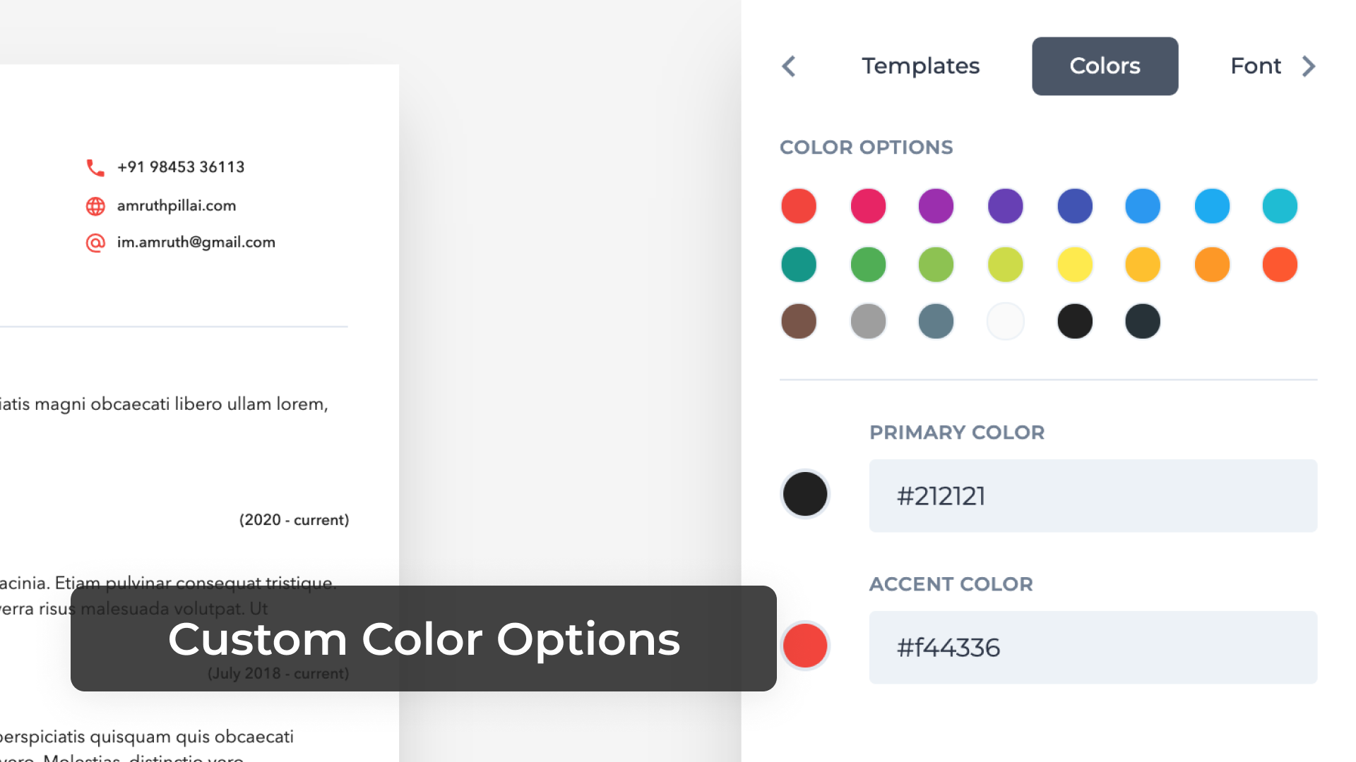 Custom Color Options