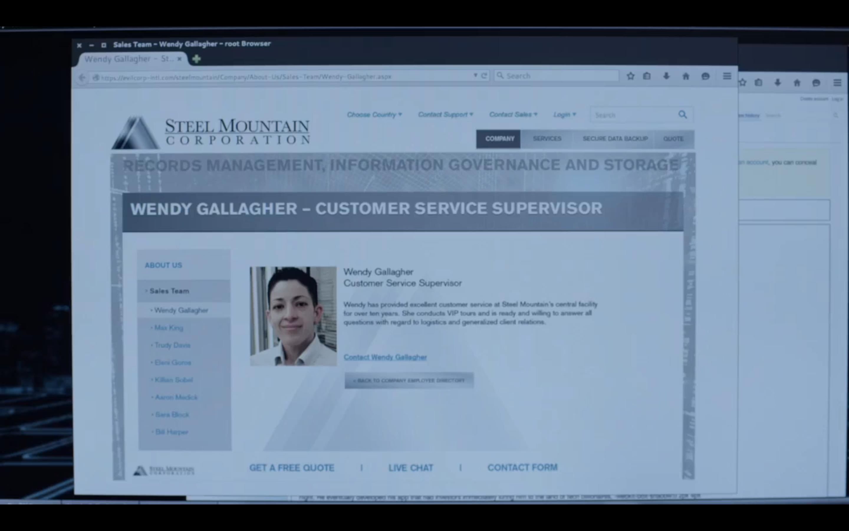 Bill Harper's supervisor, Wendy Gallagher, also has an employee profile page on the public Steel Mountain website, :robot: screenshot 📷