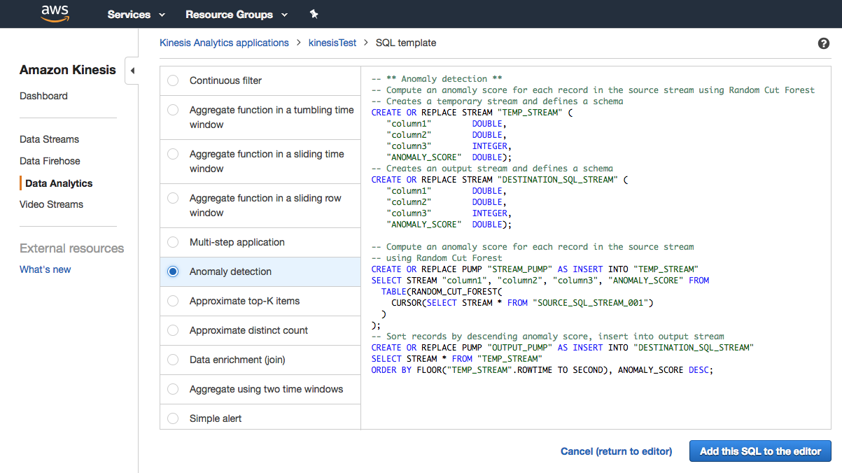 Amazon Data Analytics - Anomaly Detection Example