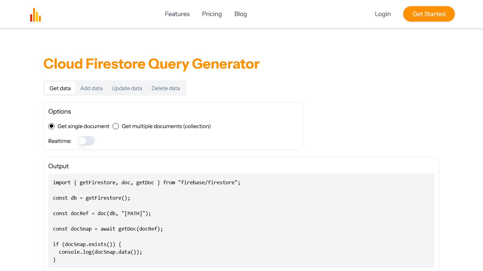 Firestore Query Generator Screenshot