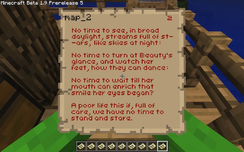 A minecraft map with writing on it - 2