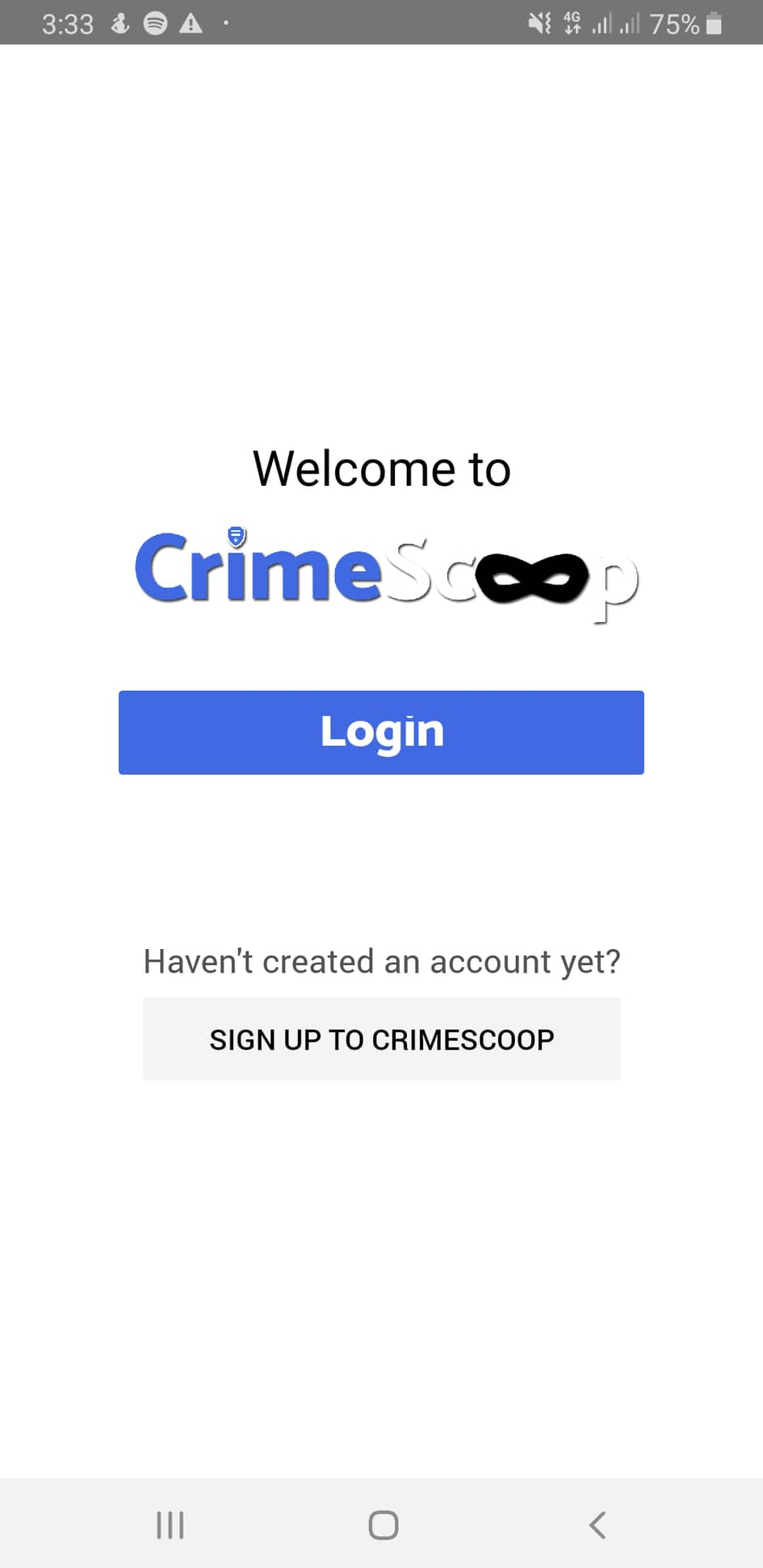 CrimeScoop Welcome Page