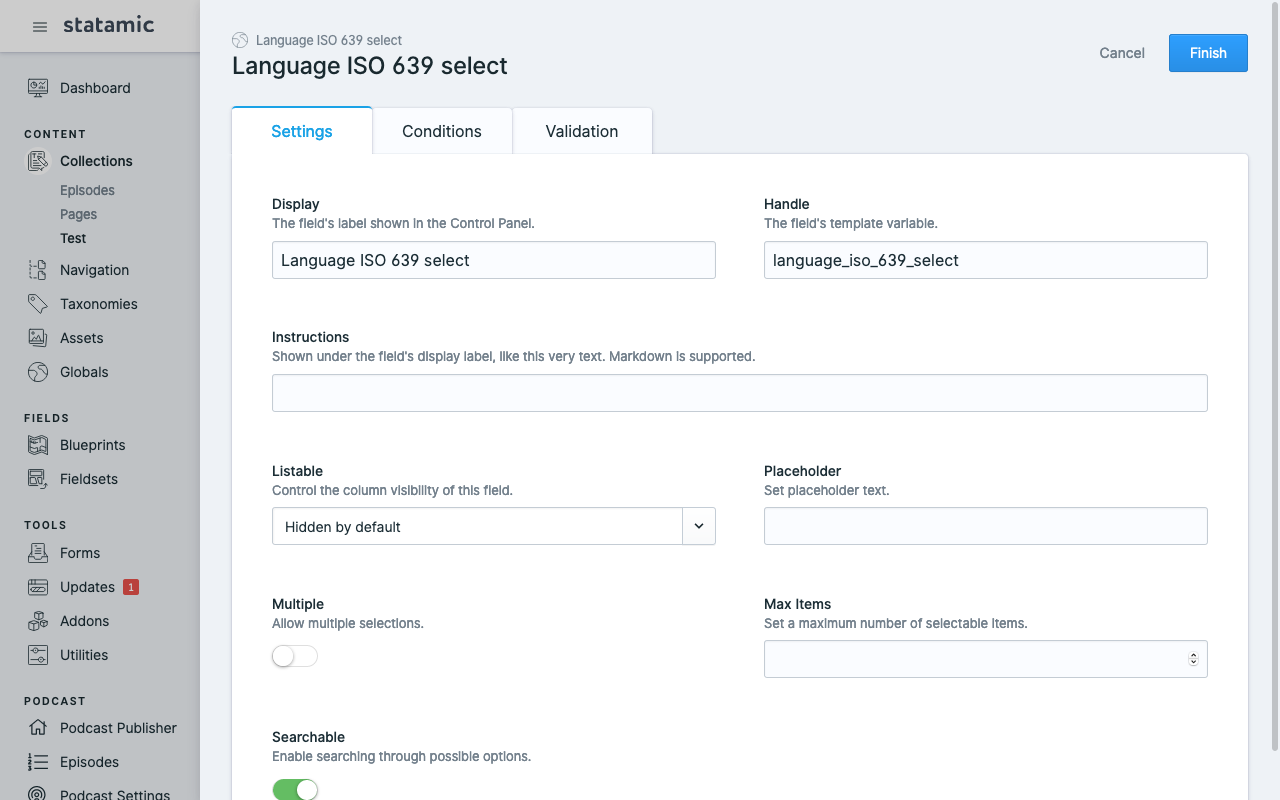 Statamic Language Selector Options